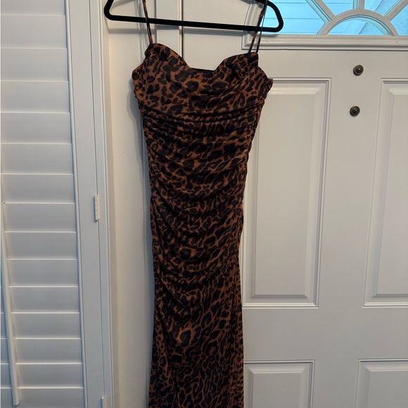 Zara Spaghetti Strap Leopard Print Dress - Picture 1 of 3